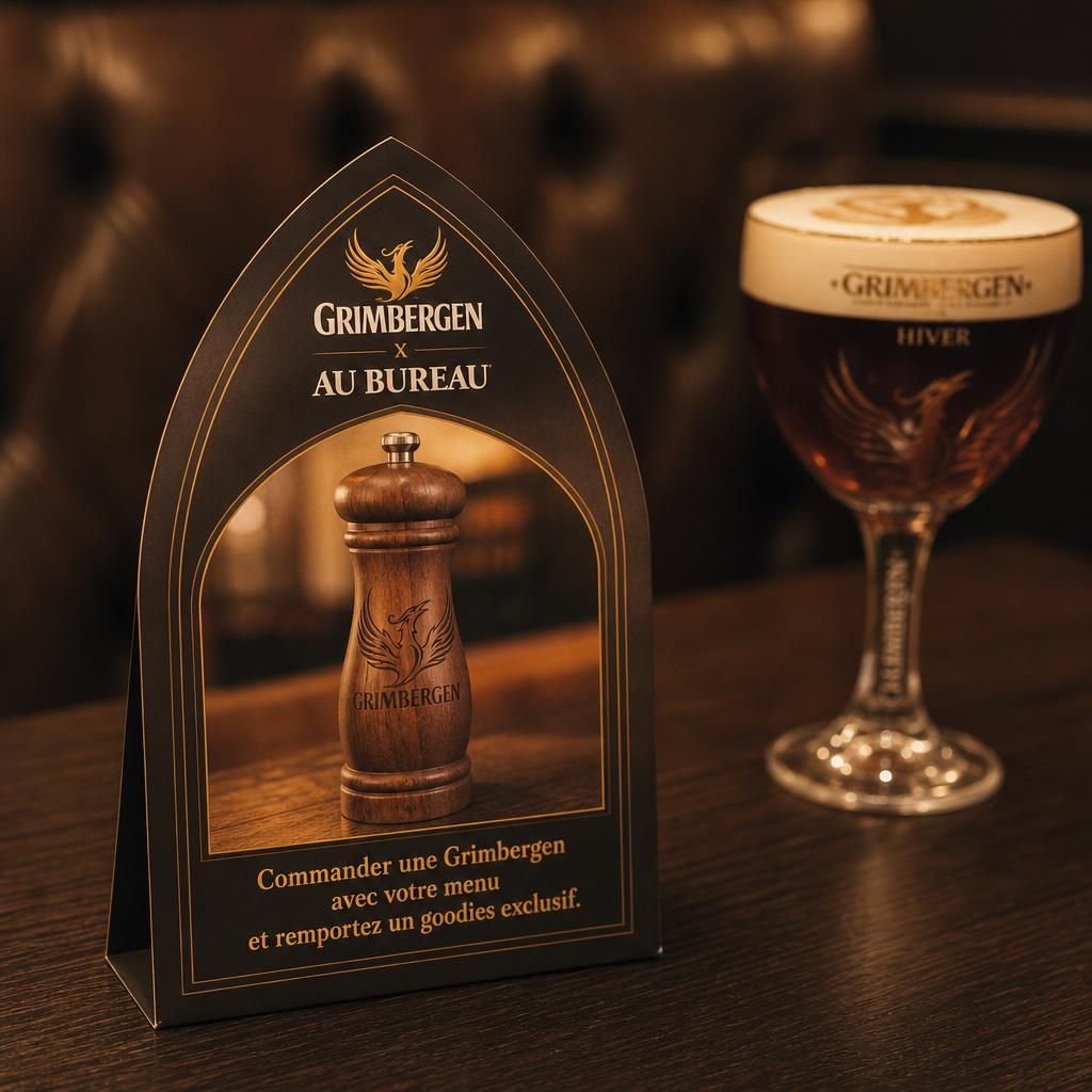 Chevalet de table — moulin à poivre gravé Grimbergen