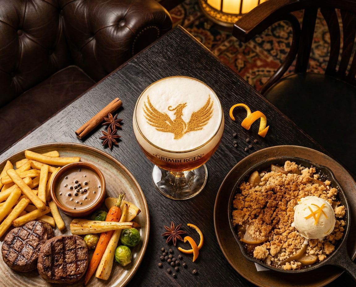 Vue de dessus — menu complet, du plat au crumble