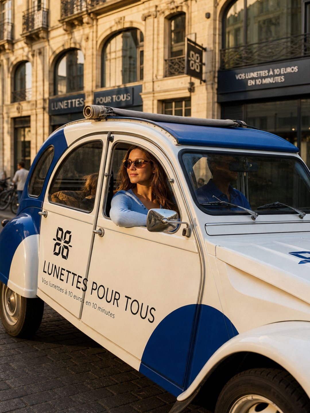 Street marketing — 2CV brandée pour l'ouverture