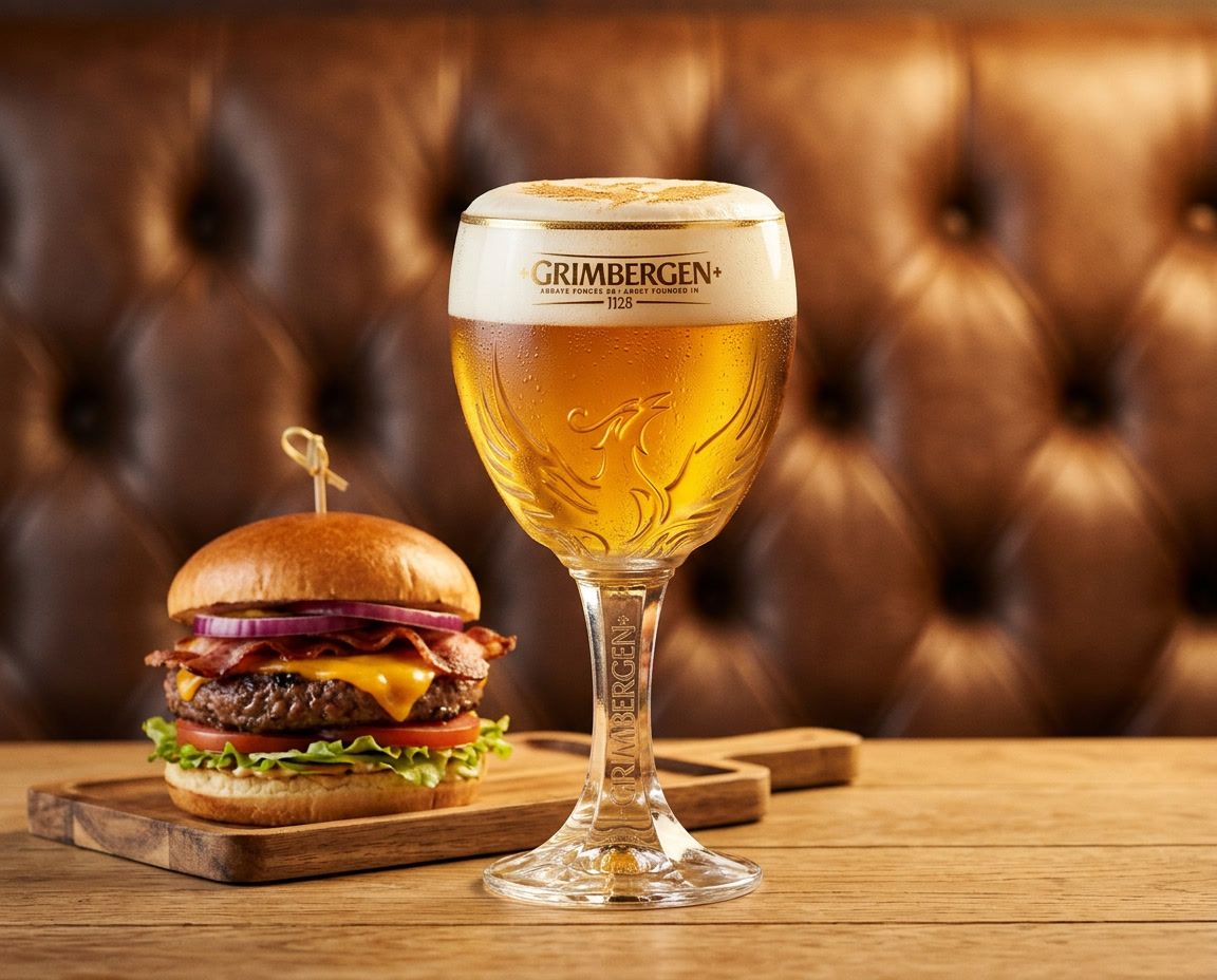 Déclinaison burger — banquette capitonnée, lumière chaude