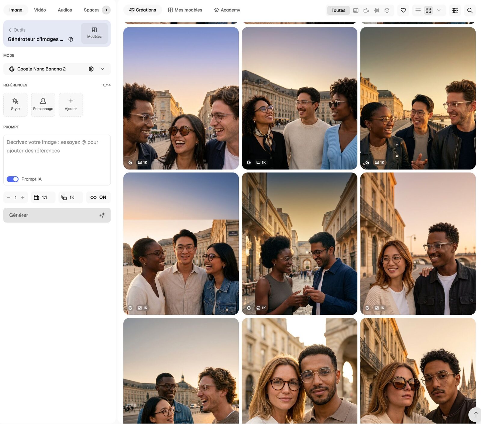 Simulation du feed Instagram — cohérence de la grille